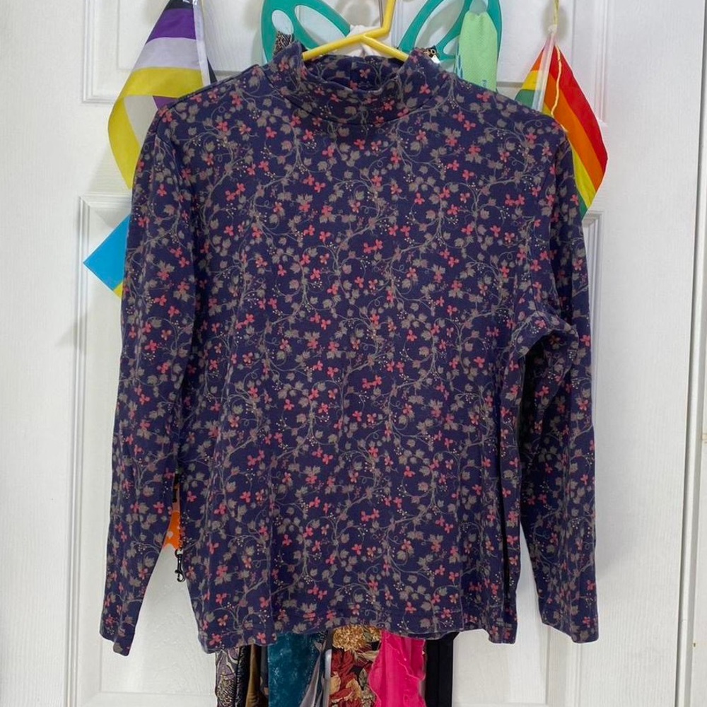 vintage botanical turtleneck shirt